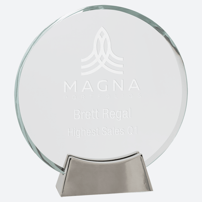 Round Platinum Glass with Full Metal Base