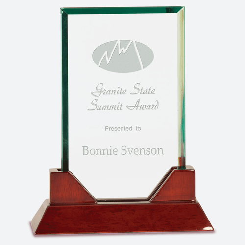 Rectangle Prestige Glass with Rosewood Piano Finish Base