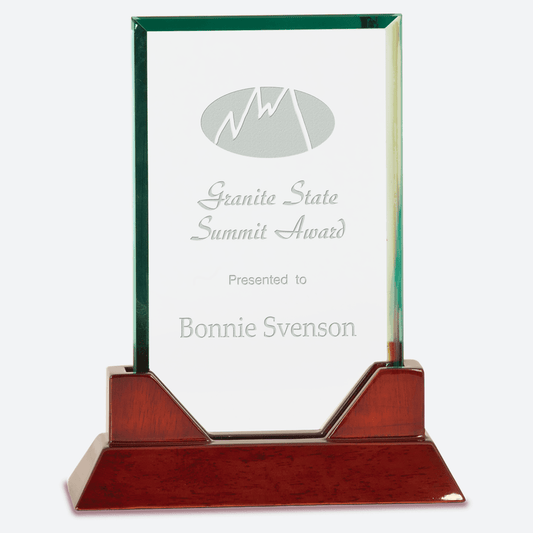 Rectangle Prestige Glass with Rosewood Piano Finish Base