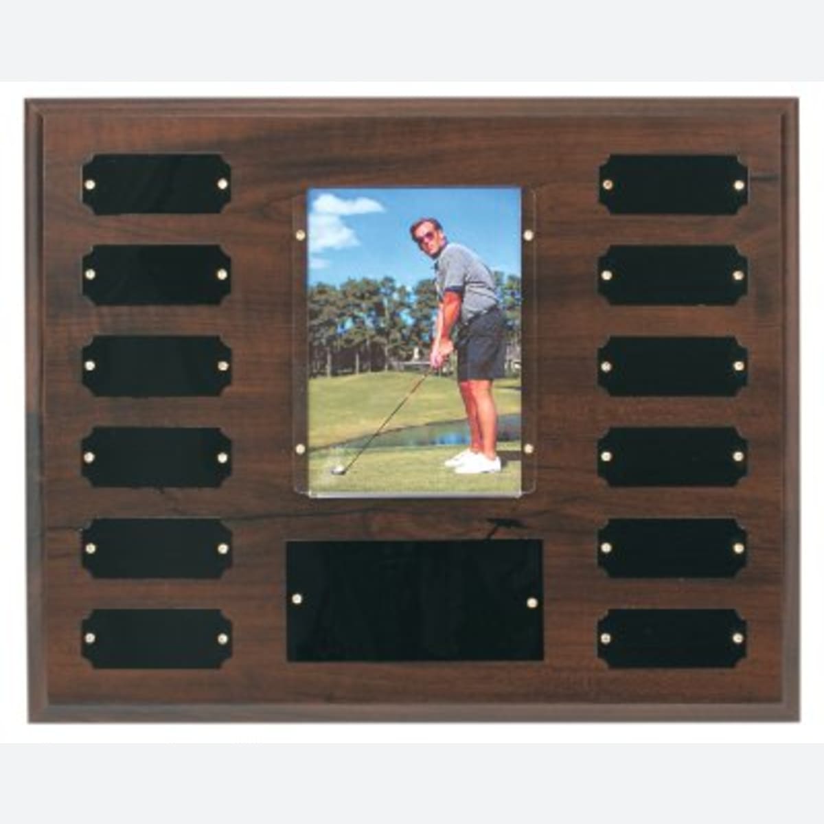 12 Plate with Photo Holder, Completed Cherry Finish Perpetual Plaque