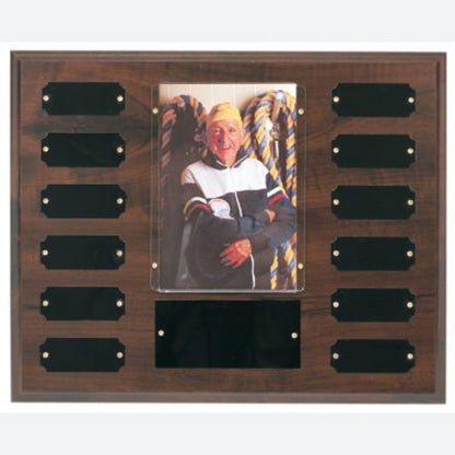 12 Plate with Photo Holder, Completed Cherry Finish Perpetual Plaque
