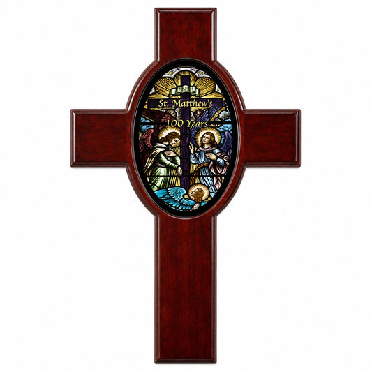 Rosewood Piano Finish Cross with Oval Recess and Sublimatable Tile