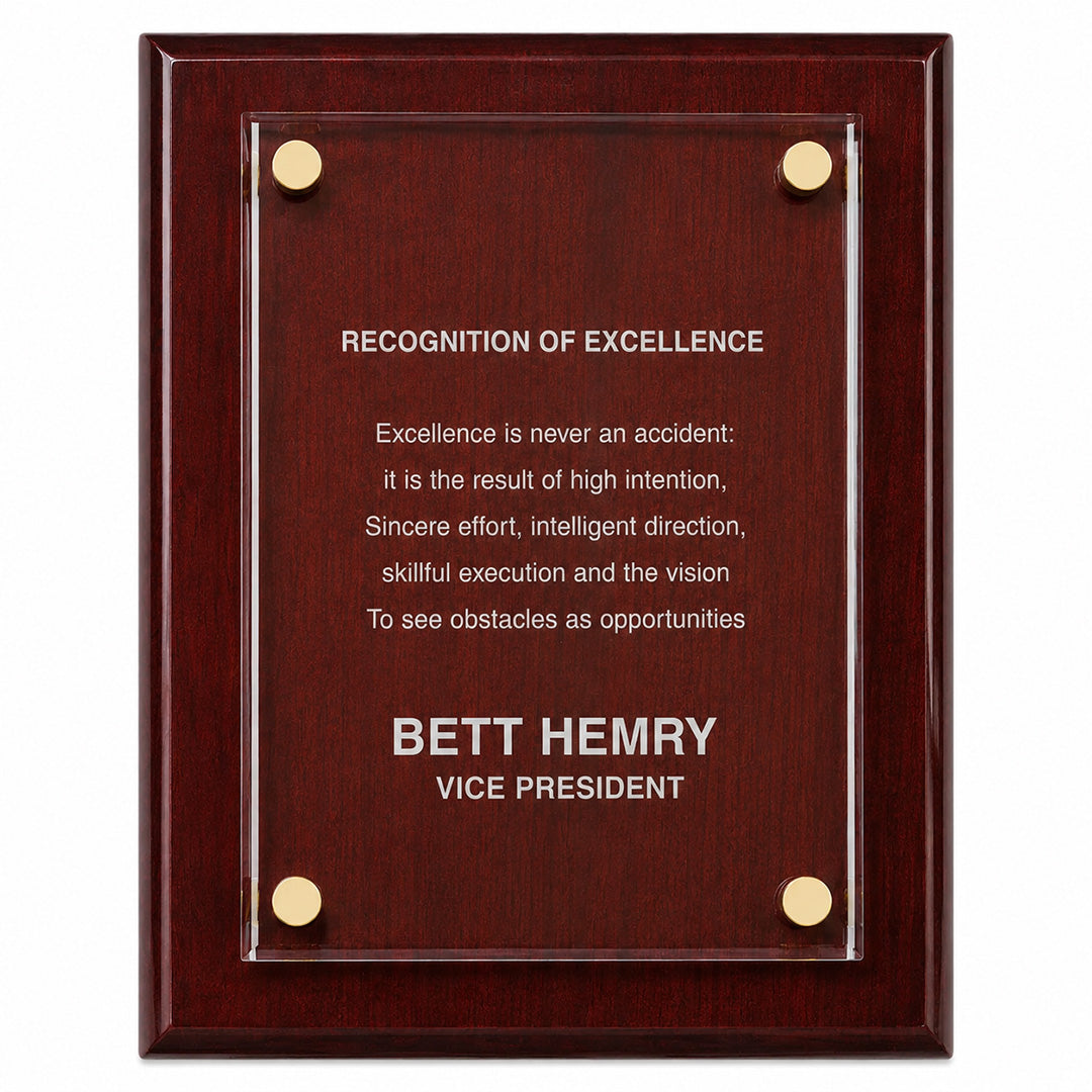 Rosewood Piano Finish Floating Acrylic Plaque