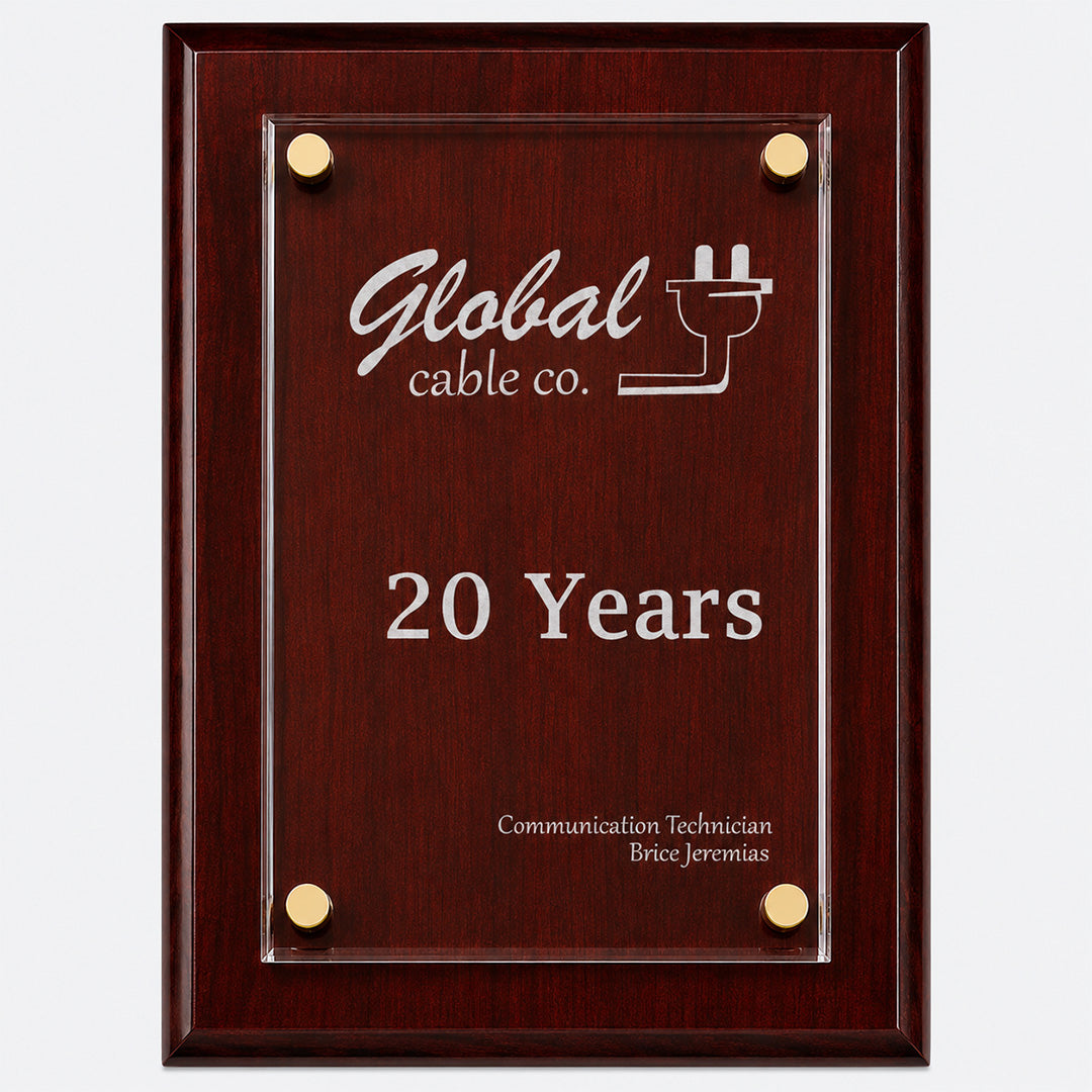 Rosewood Piano Finish Floating Acrylic Plaque