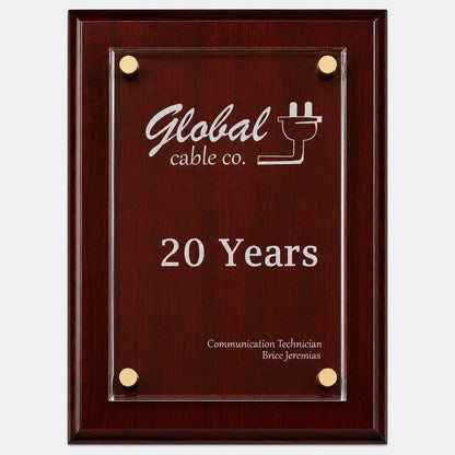 Rosewood Piano Finish Floating Acrylic Plaque