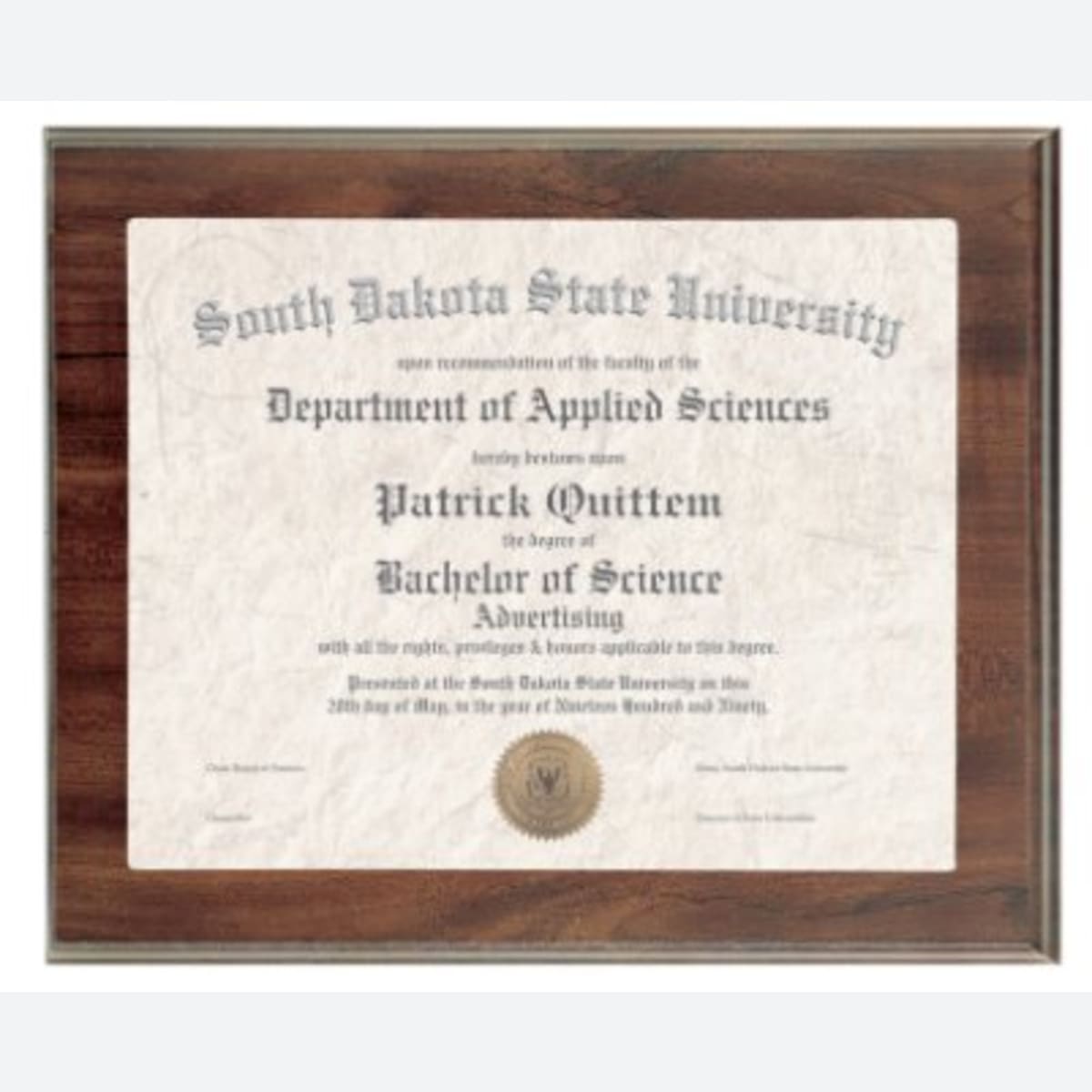 Cherry Finish Slide-In Frame Plaque with Window