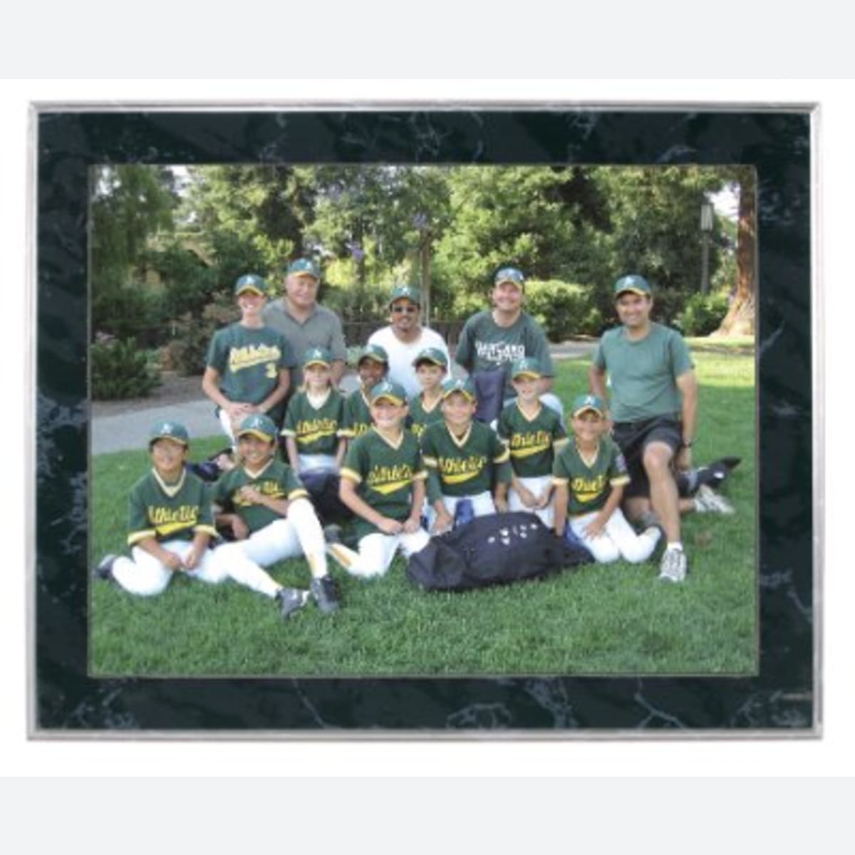 Black Marble Finish Slide-In Frame Plaque with Window