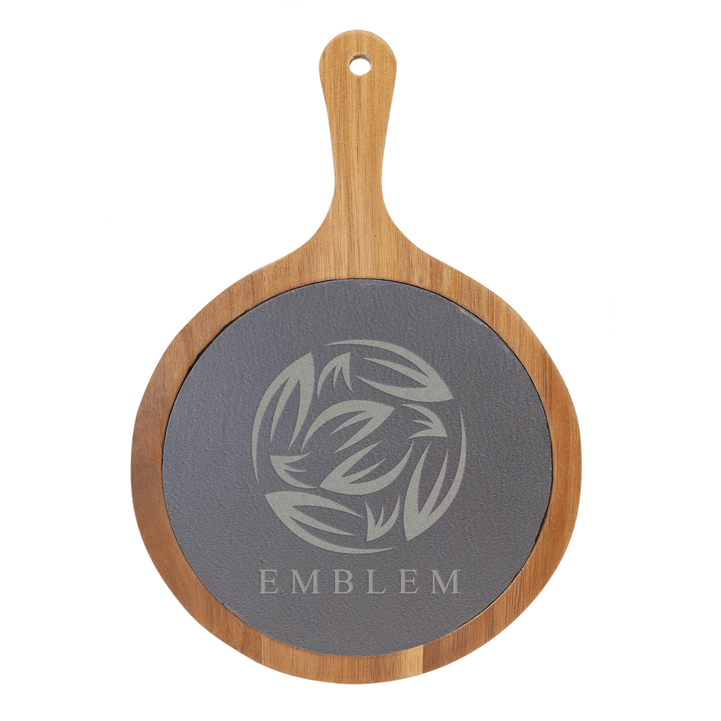 Round Acacia Wood/Slate Serving Board Handle