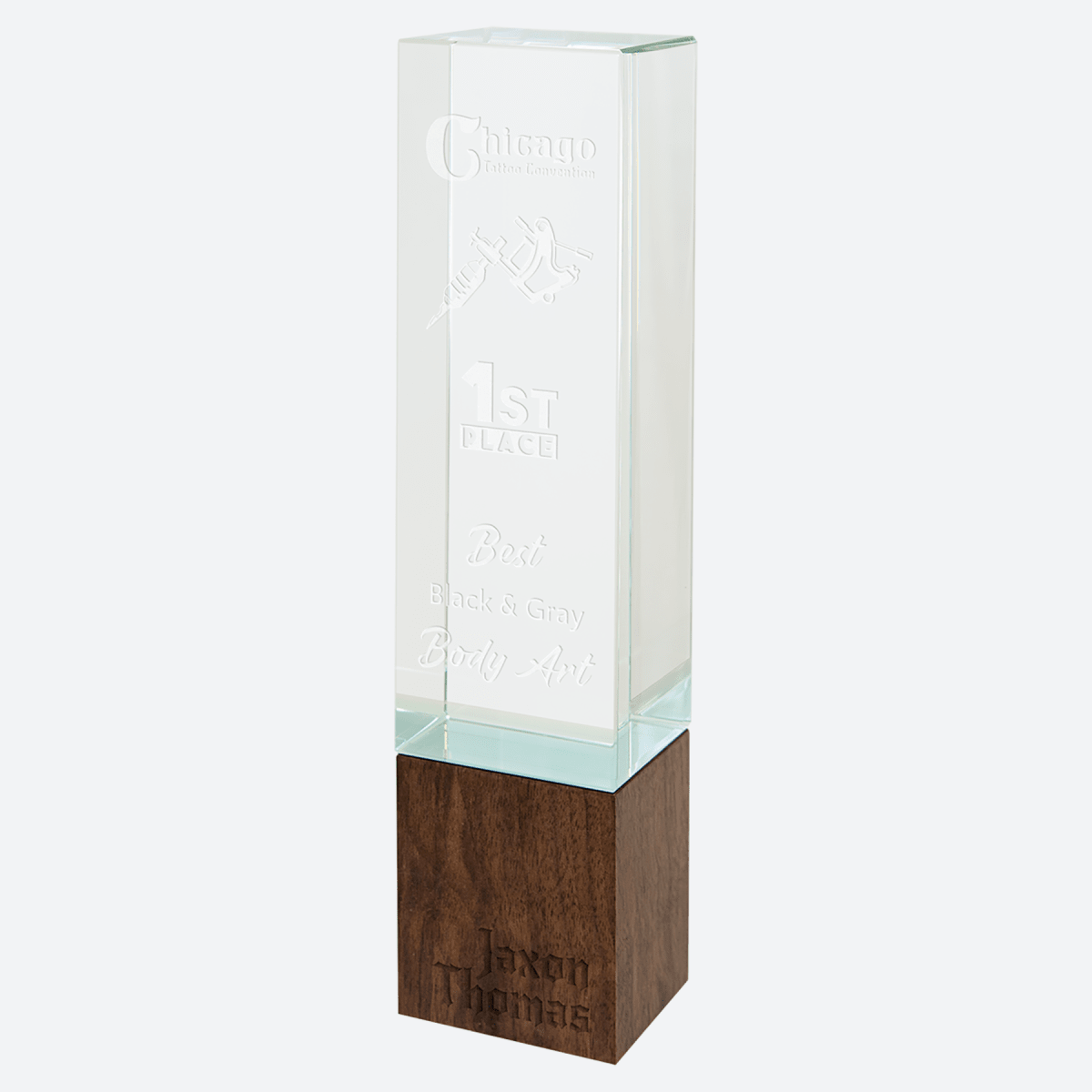 Rectangle Sierra Glass with Walnut Base