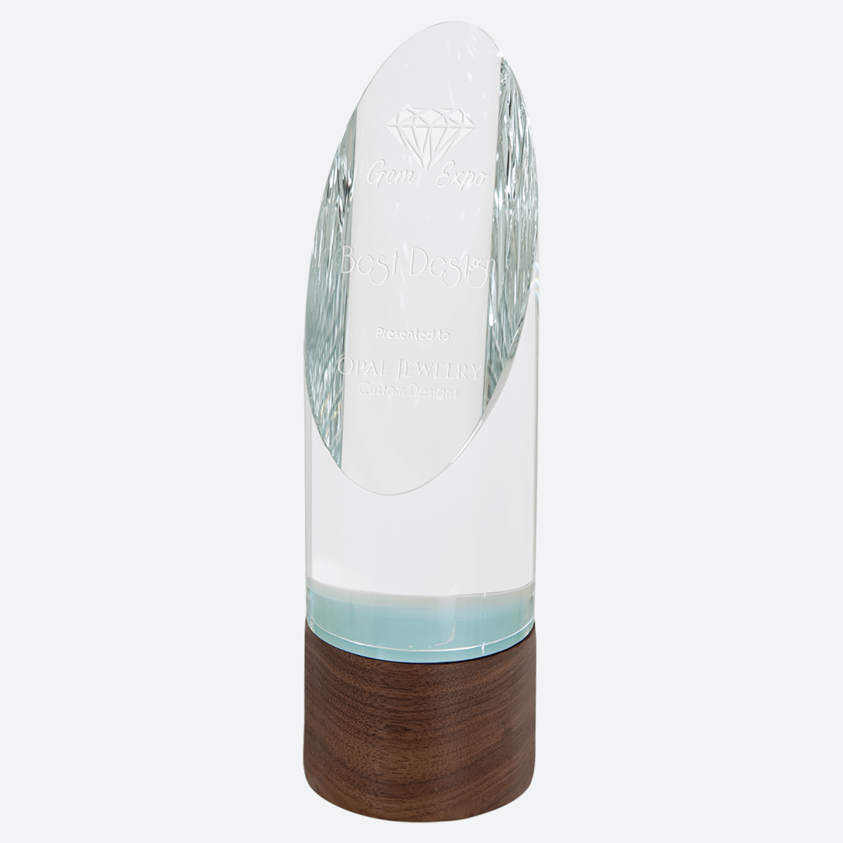 Cylinder Sierra Glass with Walnut Base