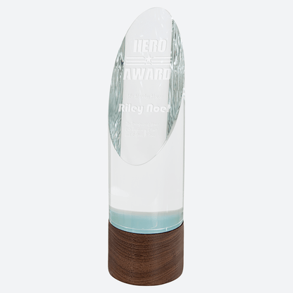 Cylinder Sierra Glass with Walnut Base