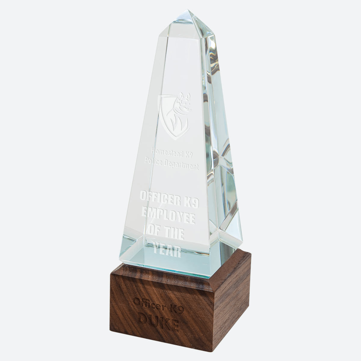 Obelisk Sierra Glass with Walnut Base
