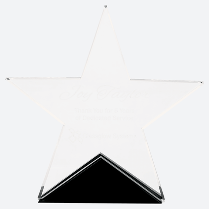 Clear Glass Star on Black Base