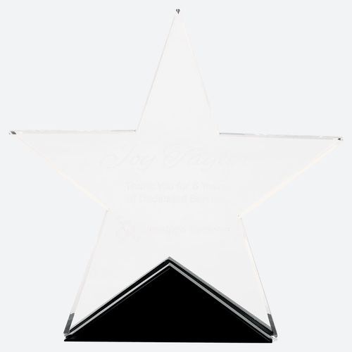 Clear Glass Star on Black Base