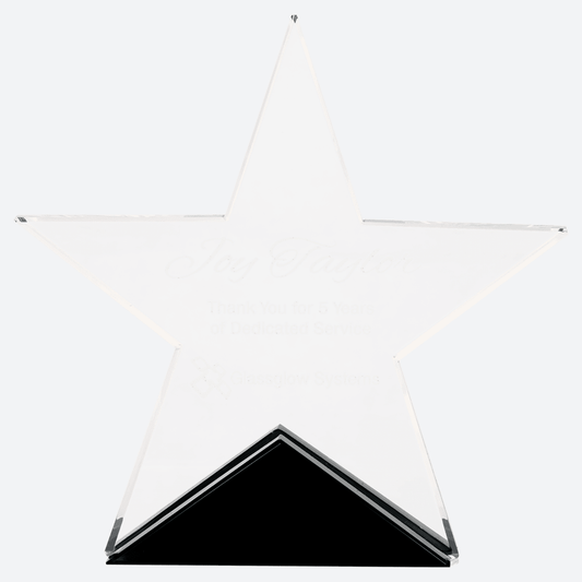 Clear Glass Star on Black Base