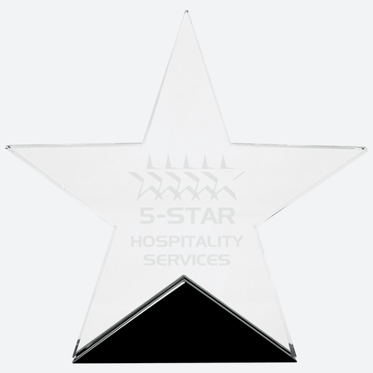 Clear Glass Star on Black Base