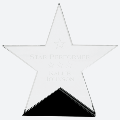 Clear Glass Star on Black Base