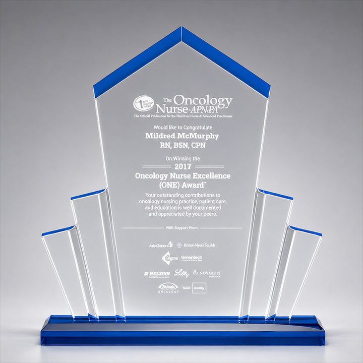 Blue accent corporate acrylic award