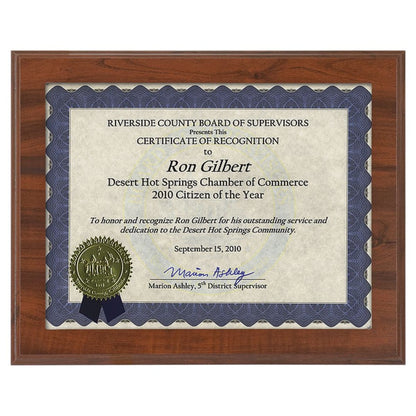 Value Cherry Finish Slide-In Frame Plaque with Window
