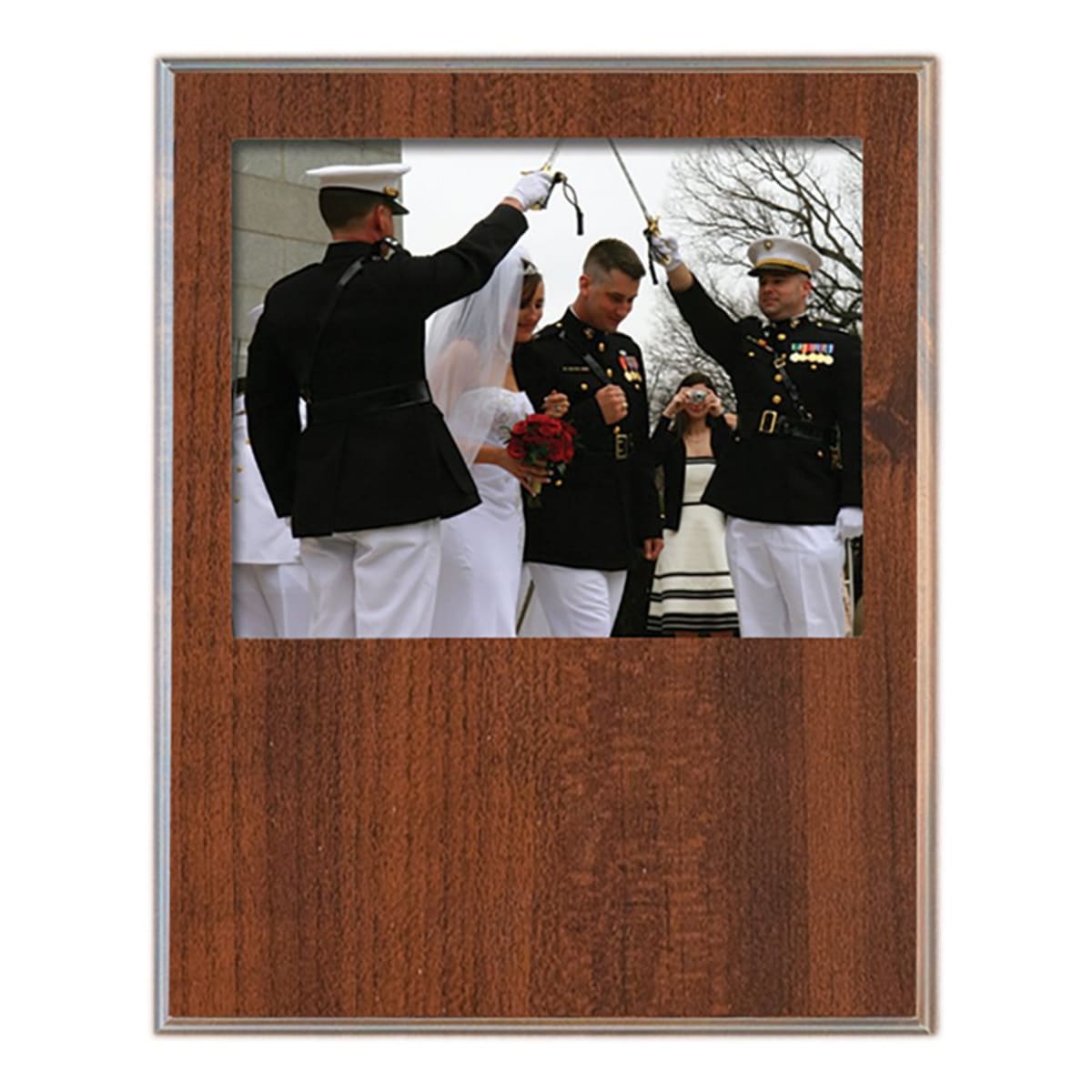 Value Cherry Finish Slide-In Frame Plaque with Window