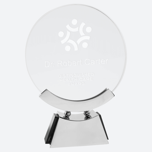 Round Voyager Glass with Silver and Black Base