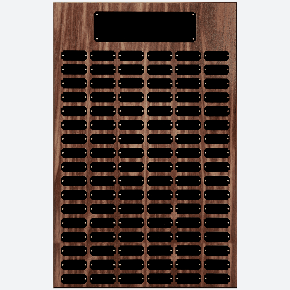102 Black Plate Walnut Finish Completed Perpetual Plaque