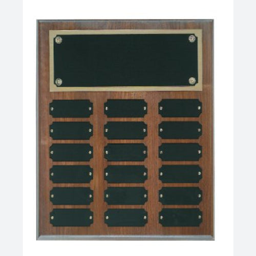 18 Plate Genuine Walnut Completed Perpetual Plaque
