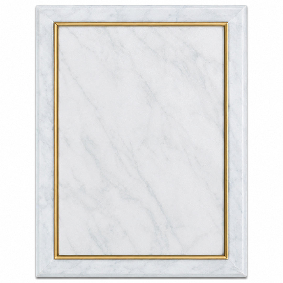 White Marble Finish Plaque with Gold Cove Edge