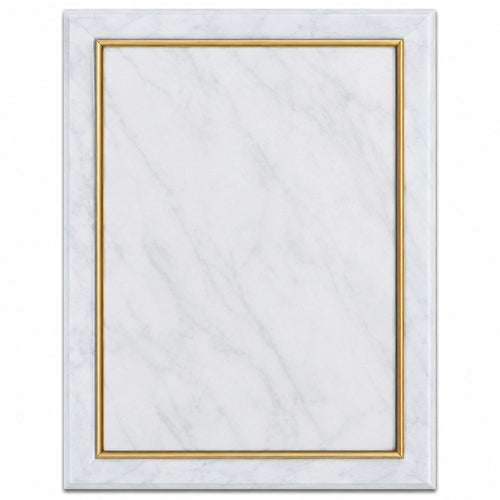 White Marble Finish Plaque with Gold Cove Edge