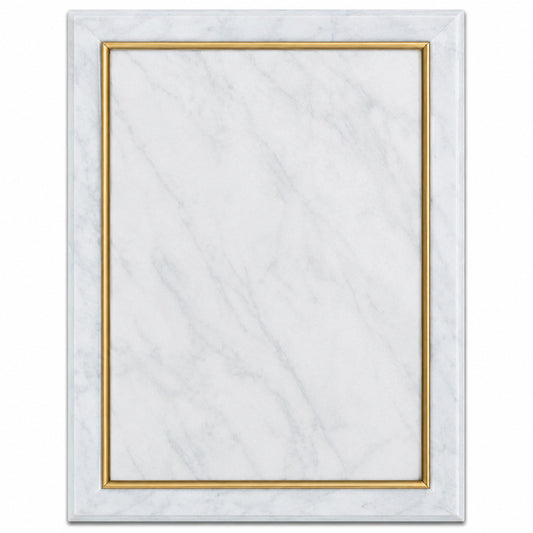 White Marble Finish Plaque with Gold Cove Edge