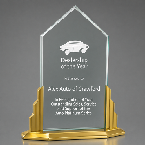 Peak Jade Acrylic Award with Aluminum Base