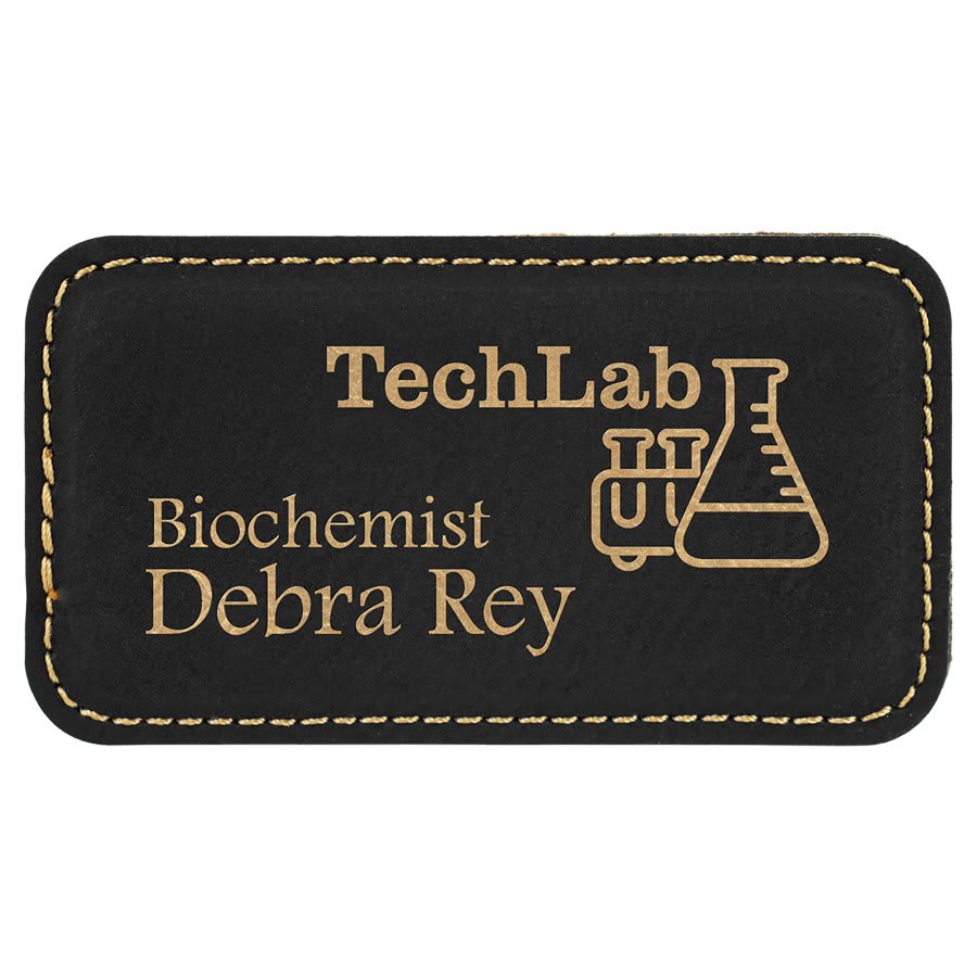 Blk/Gold Leather Name Badge