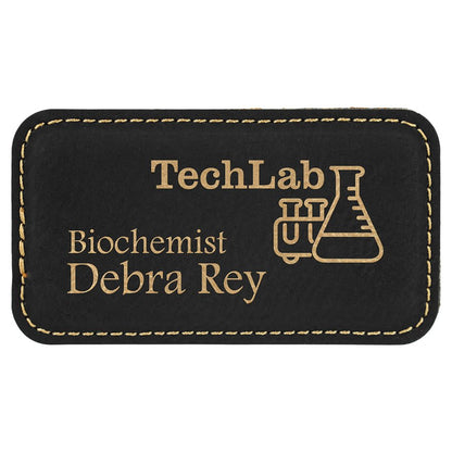 Blk/Gold Leather Name Badge