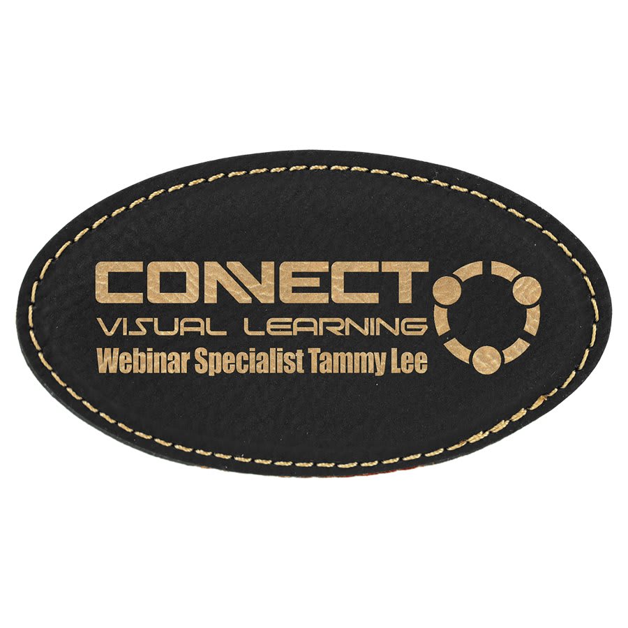 Blk/Gold Leather Name Badge