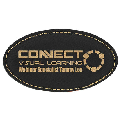 Blk/Gold Leather Name Badge