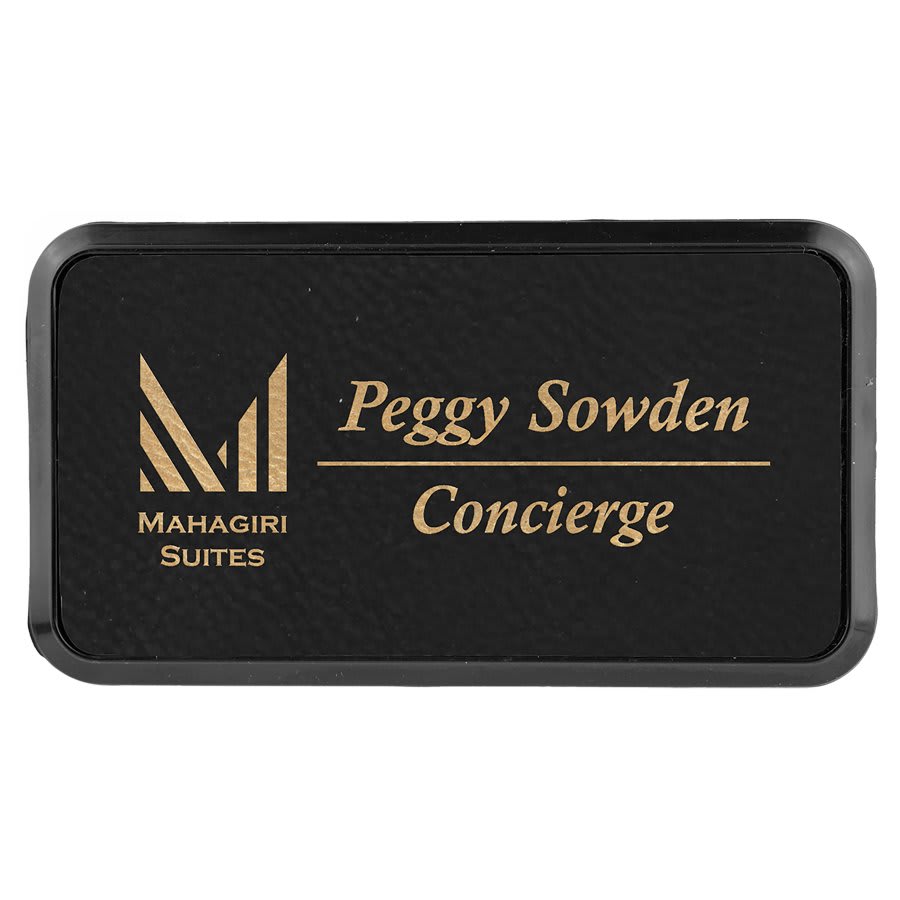 Blk/Gold Leather Name Badge