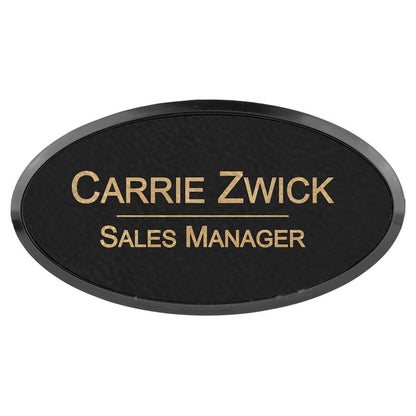Blk/Gold Leather Name Badge