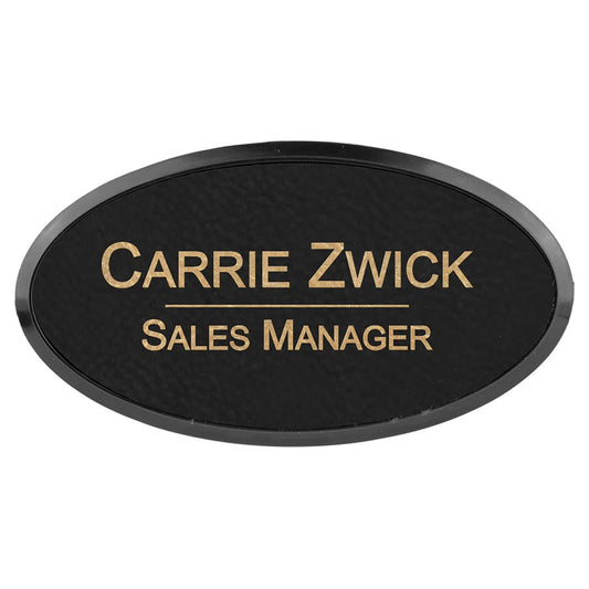 Blk/Gold Leather Name Badge