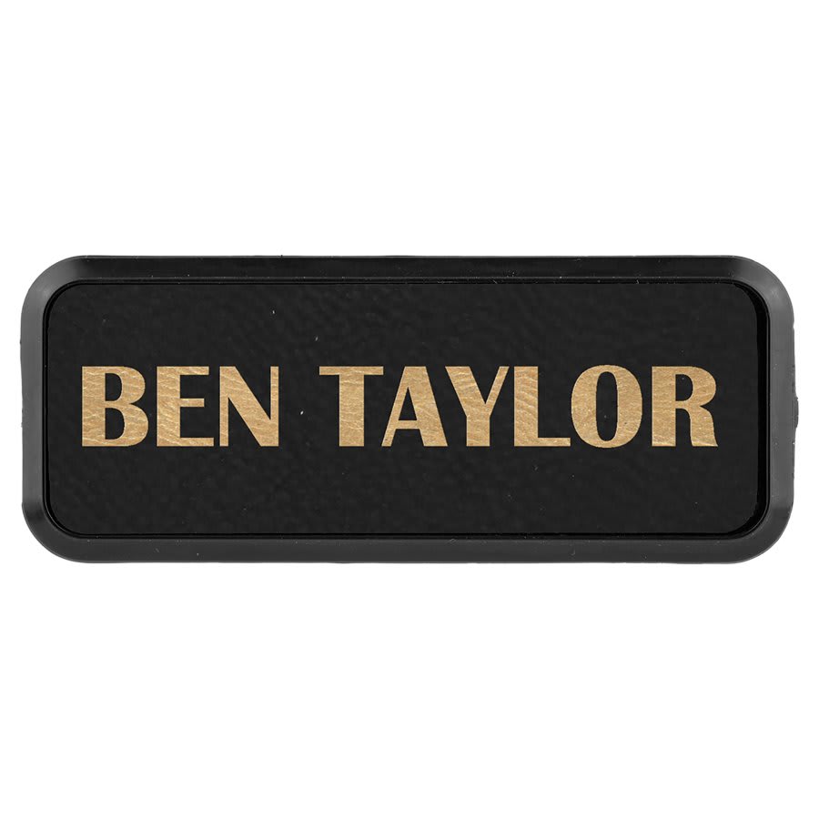 Blk/Gold Leather Name Badge
