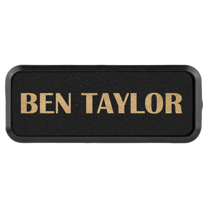 Blk/Gold Leather Name Badge