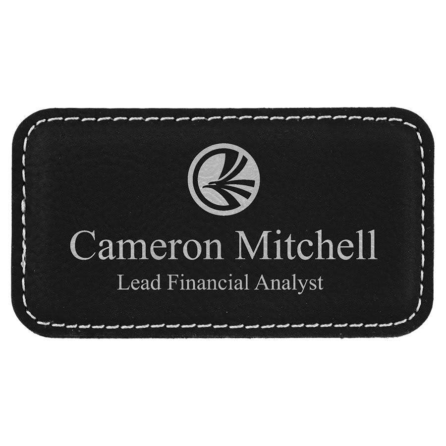 Blk/Silver Leather Name Badge