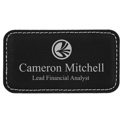 Blk/Silver Leather Name Badge