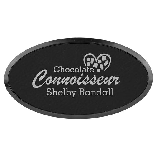 Blk/Silver Leather Name Badge