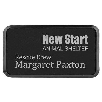 Blk/Silver Leather Name Badge