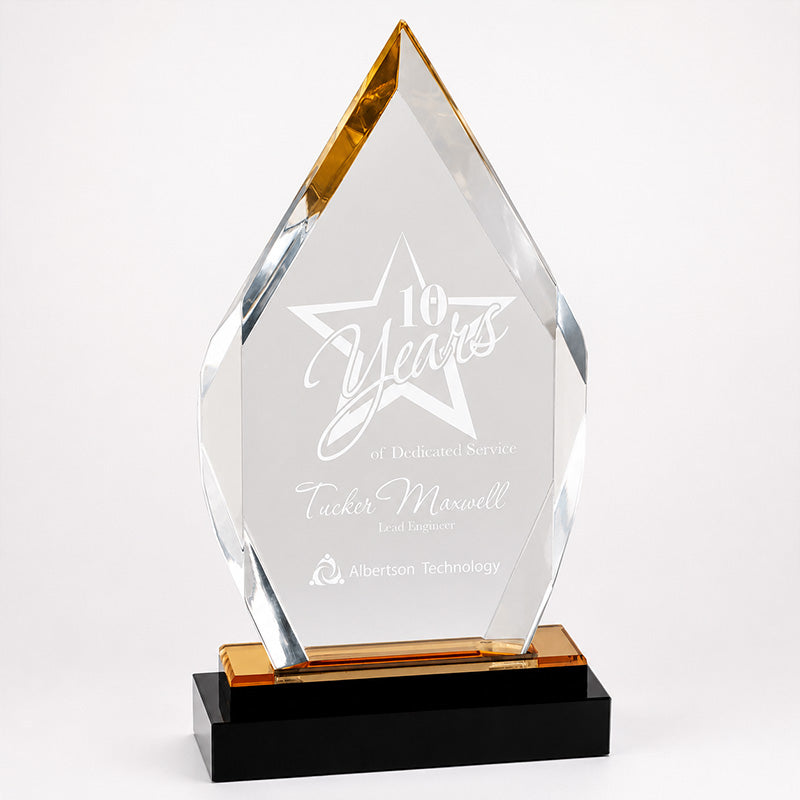 Fusion Diamond Acrylic Award w/ Black Glass Base