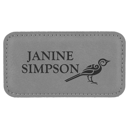 Gray Leather Name Badge