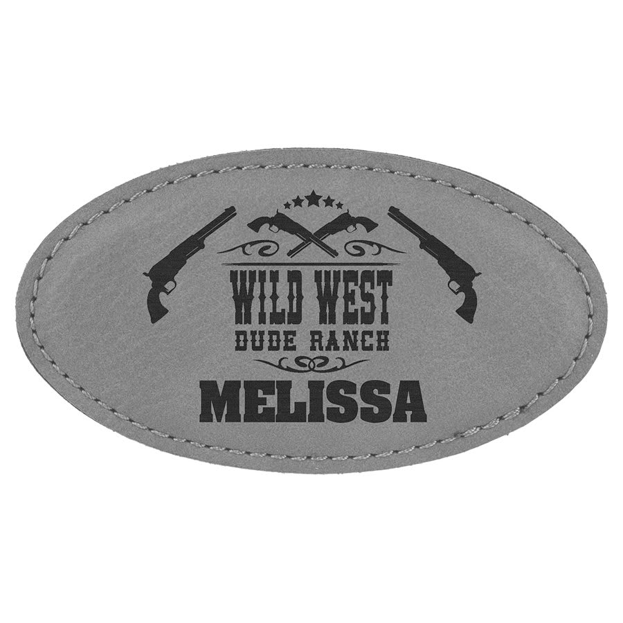 Gray Leather Name Badge