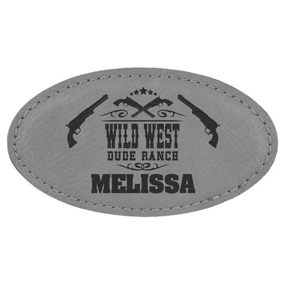 Gray Leather Name Badge