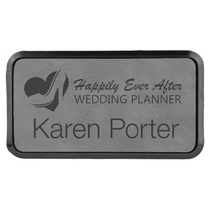 Gray Leather Name Badge