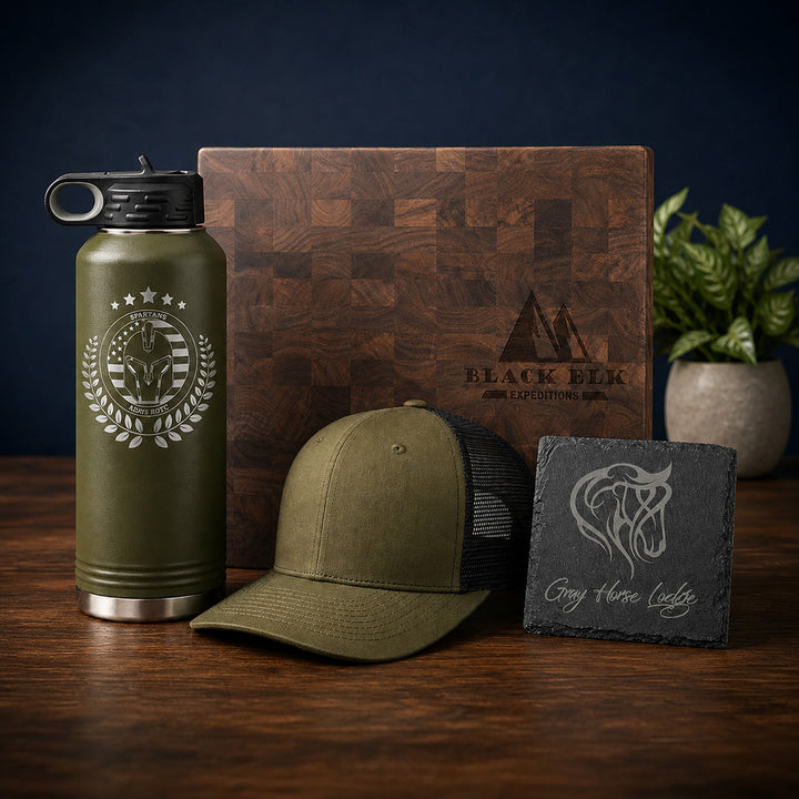 Personalized leatherette and drinkware gifts